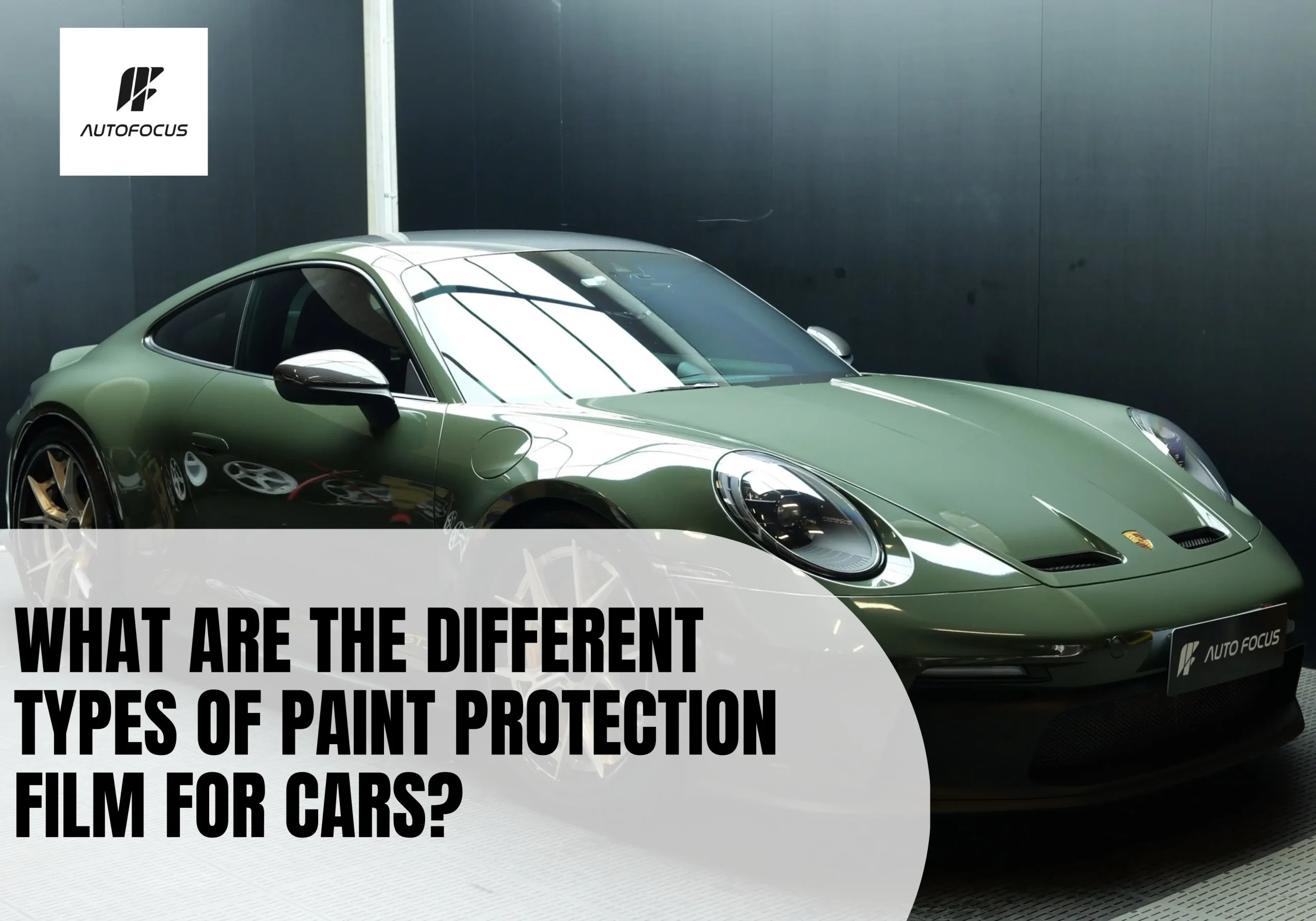 Paint protection film for cars applied to a black Porsche 911 with a premium vinyl wrap and carbon fibre wheels