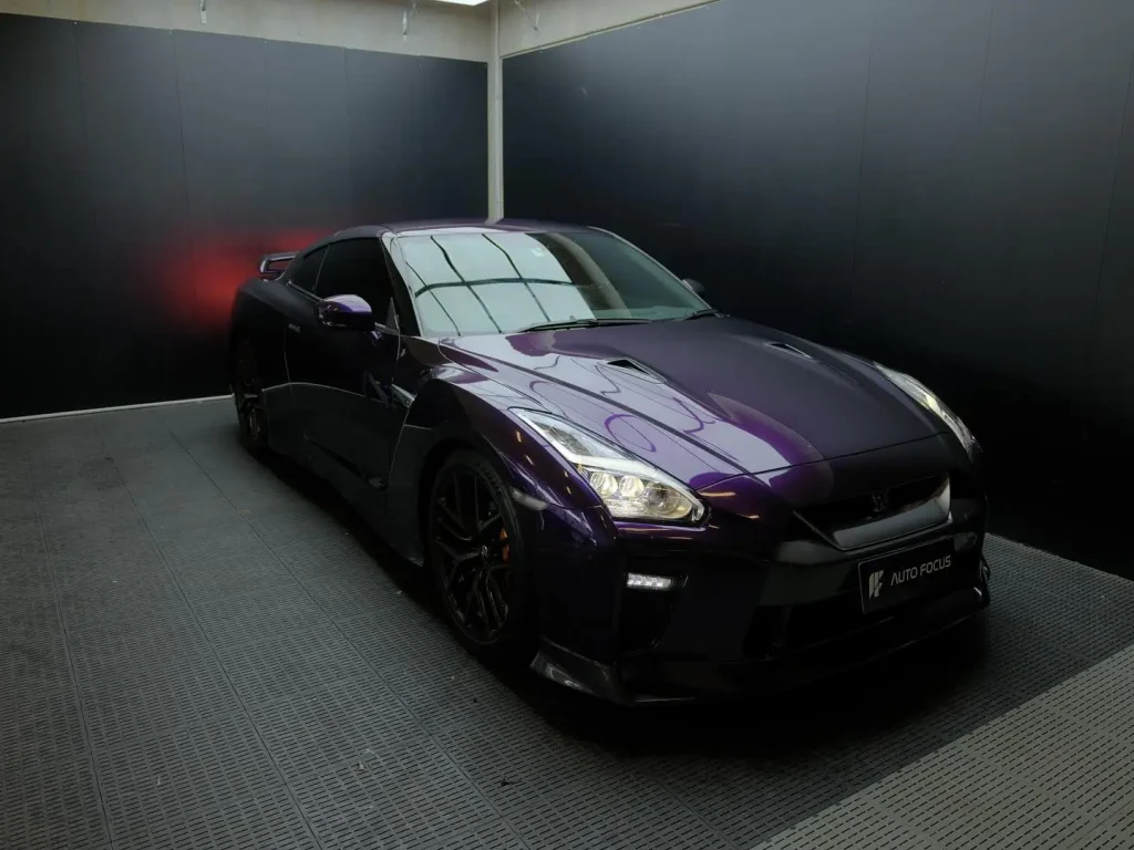 Professional car wraps Banksmeadow midnight purple Land Rover Defender showcase at AutoFocus Solution workshop