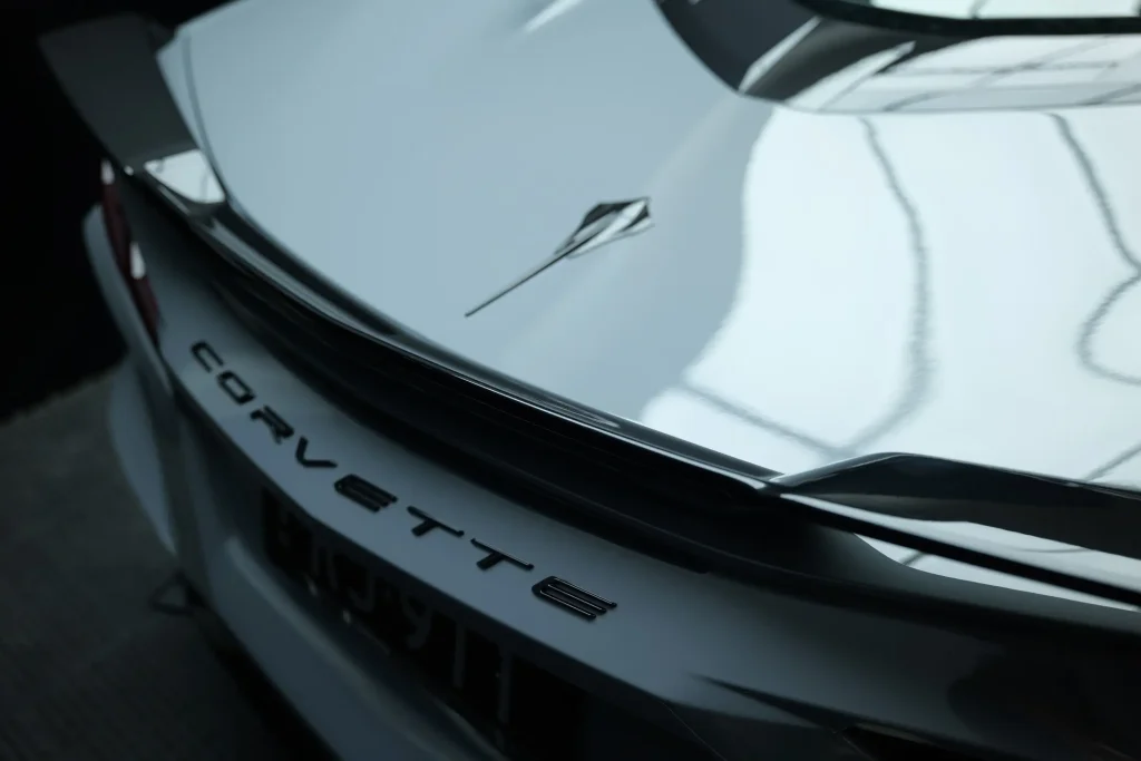 Complete paint protection film installation on C8 Corvette by car wraps Banksmeadow NSW specialists showcasing full vehicle coverage