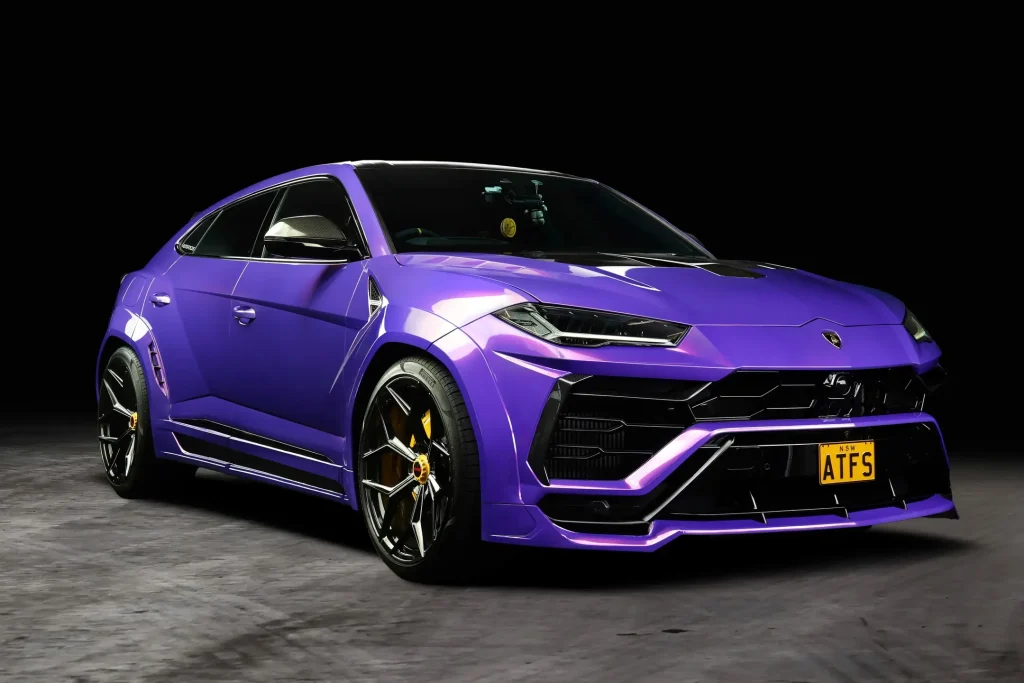 Lamborghini Urus wrapped in Inozetek Metallic Royalty Purple PPF with Gtechniq Halo coating applied in Banksmeadow NSW