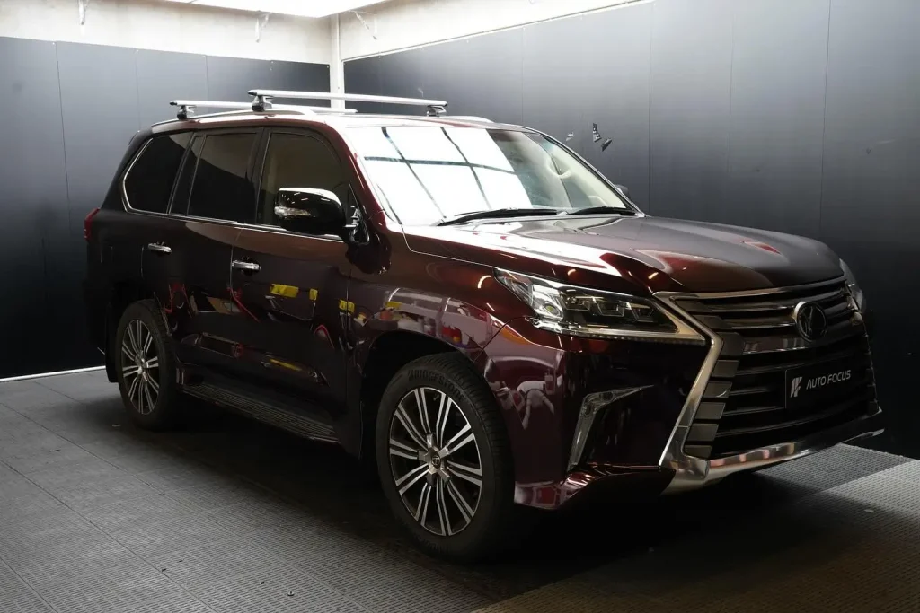 2017 Lexus LX570 wrapped in Black Rose vinyl, ready for ceramic coating.