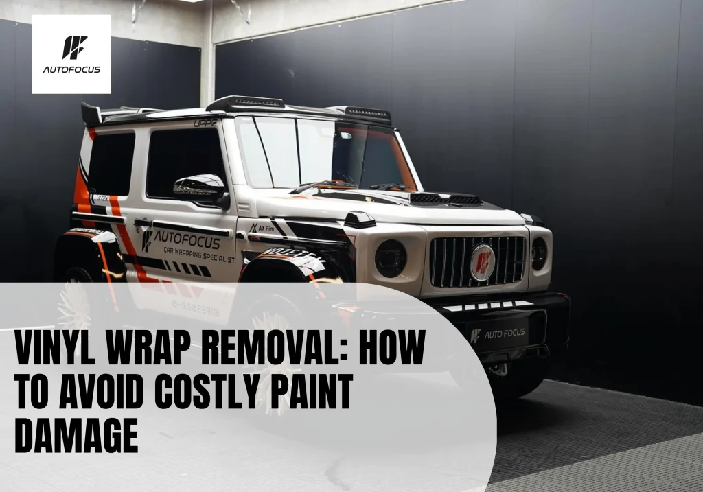 Professional vinyl wrap installation on a luxury vehicle showcasing Inozetek Whiteout finish at Autofocus Solution