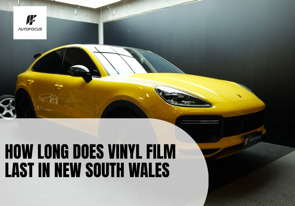 Porsche Cayenne Turbo GT vinyl wrap in AX Dazzling Yellow showcasing vinyl film longevity NSW