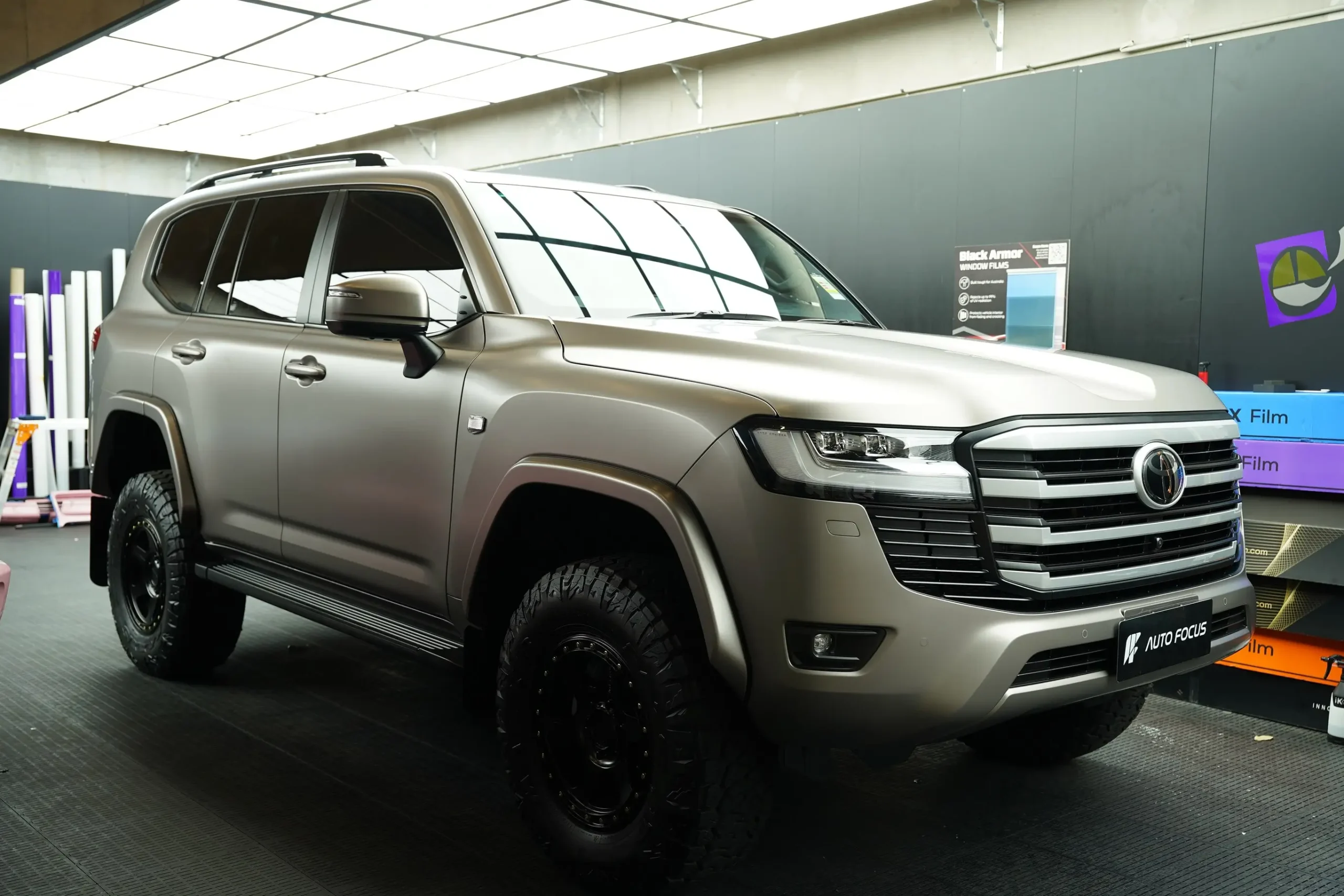Toyota LandCruiser LC300 transformed with satin PPF Sydney film during a clear bra installation.